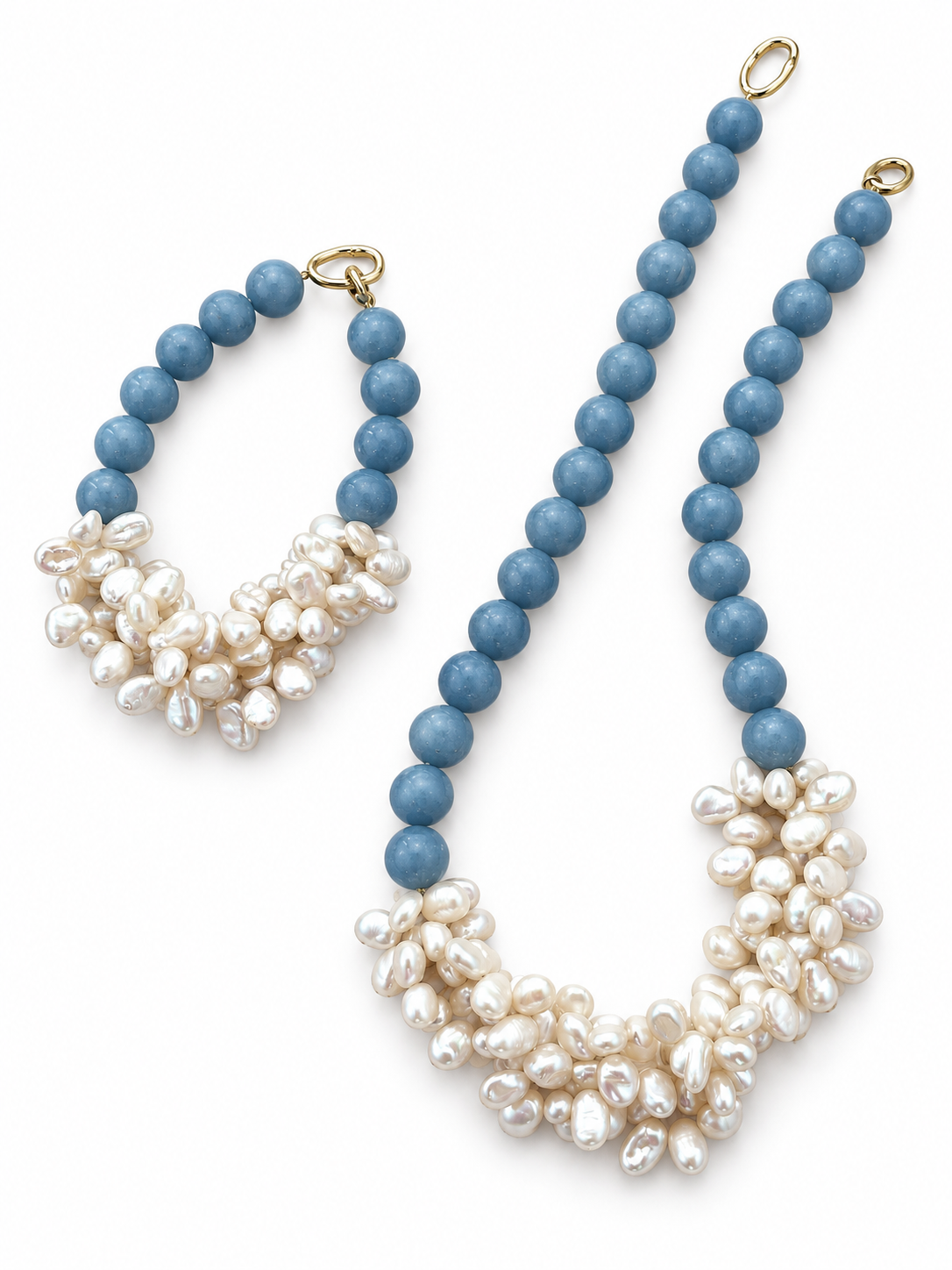 Baroque Pearl & Blue Angelite Necklace | ANGELITE