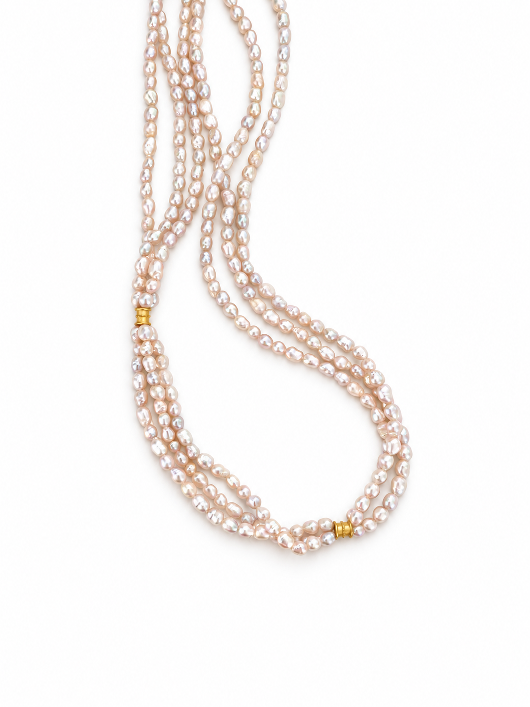 Triple-Strand Pink Baroque Pearl Necklace | MERLOT