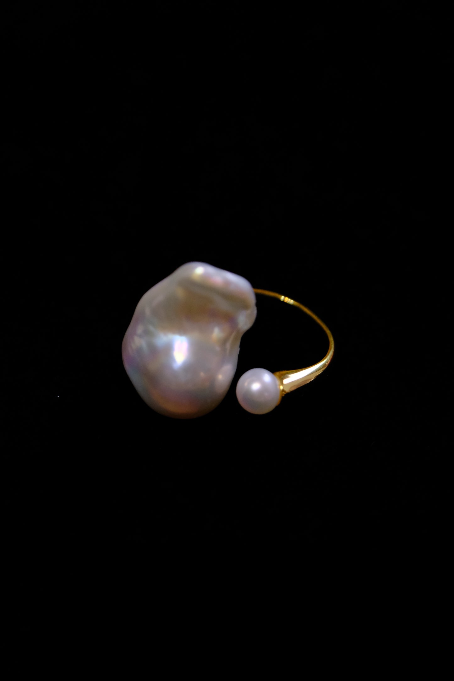 TRINITY 2 Pearls 16mm Large Baroque golden ring