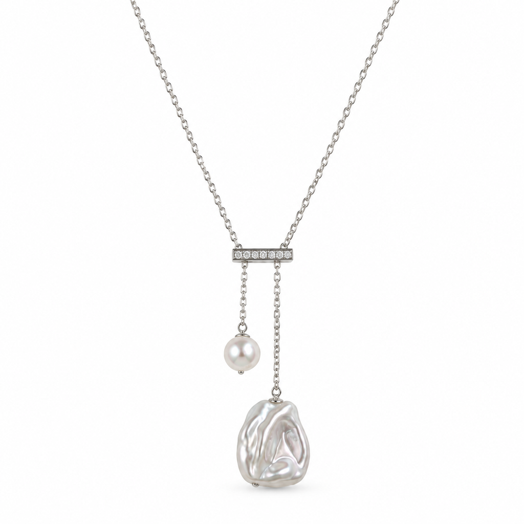 Natural Pearl Drop Necklace in 925 Sterling Silver | TOKYO by LAFUNNYBONE