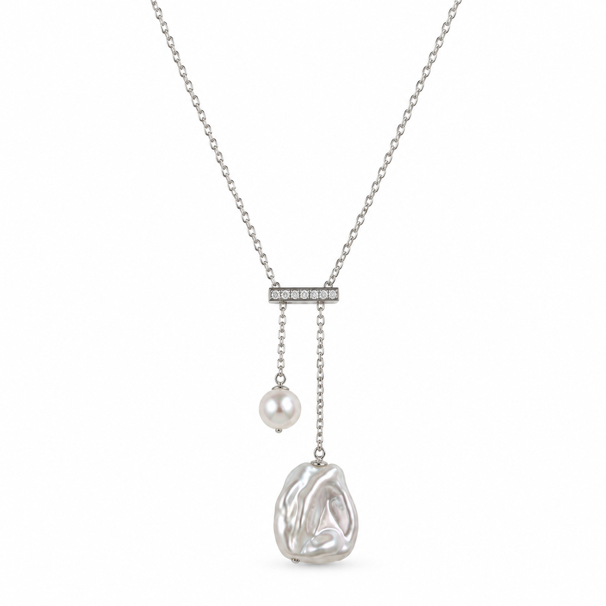 Natural Pearl Drop Necklace in 925 Sterling Silver | TOKYO by LAFUNNYBONE