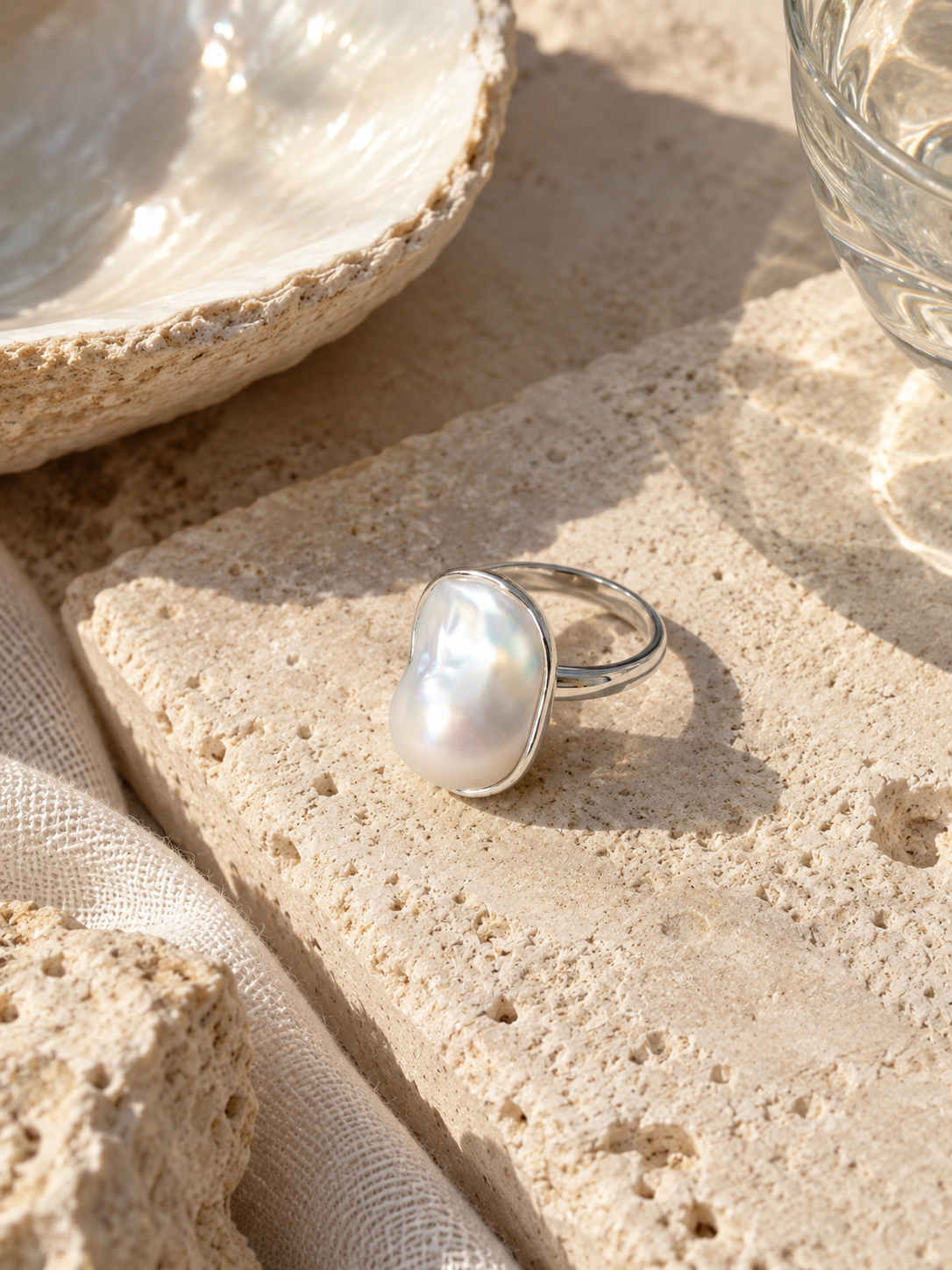 Adjustable Baroque Pearl Ring in 925 Sterling Silver | OYSTER