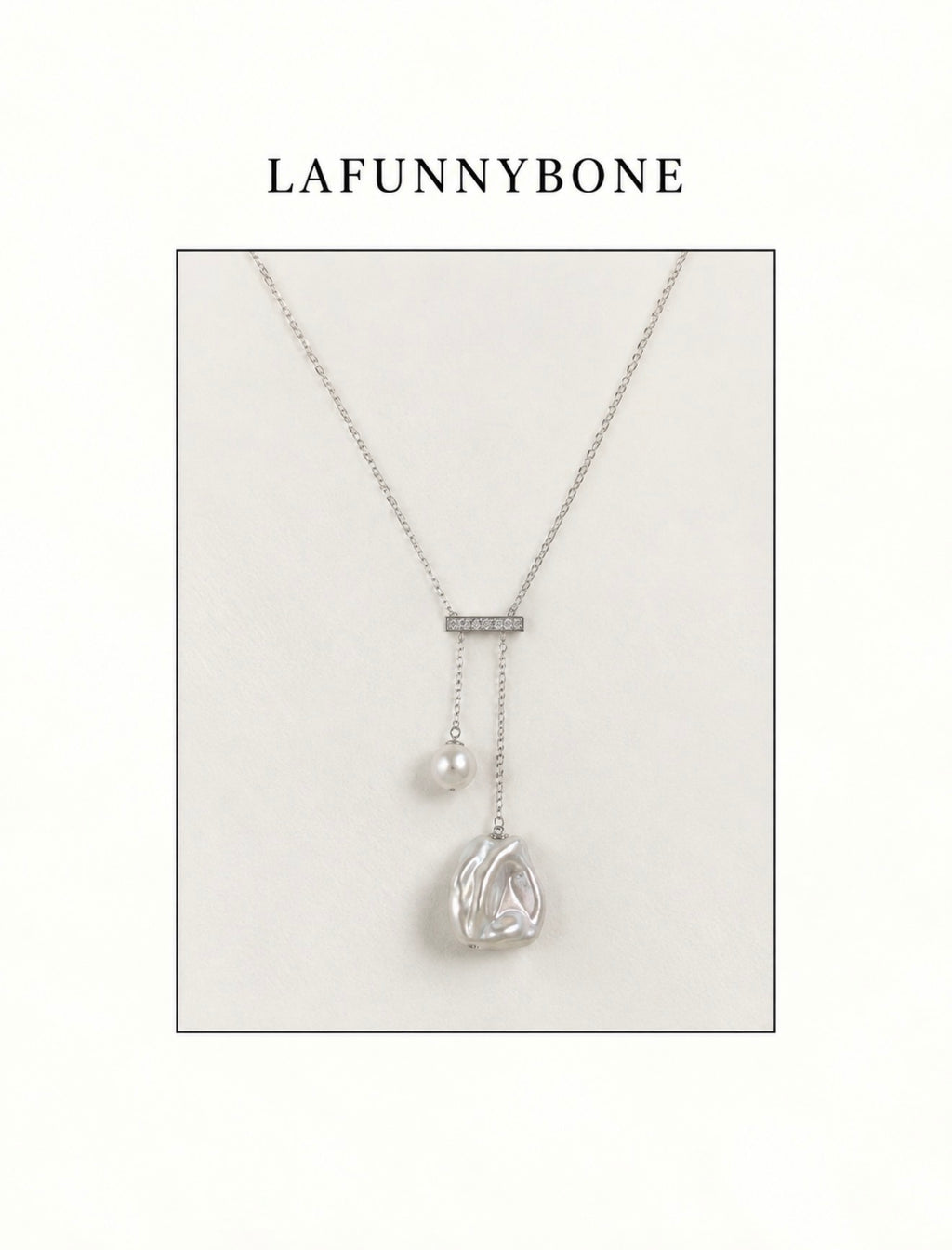 Natural Pearl Drop Necklace in 925 Sterling Silver | TOKYO by LAFUNNYBONE