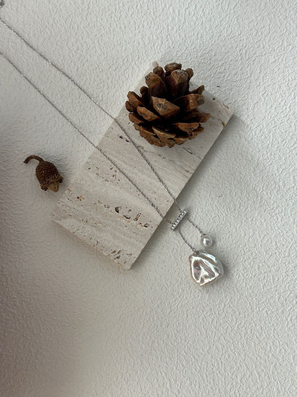 Natural Pearl Drop Necklace in 925 Sterling Silver | TOKYO by LAFUNNYBONE