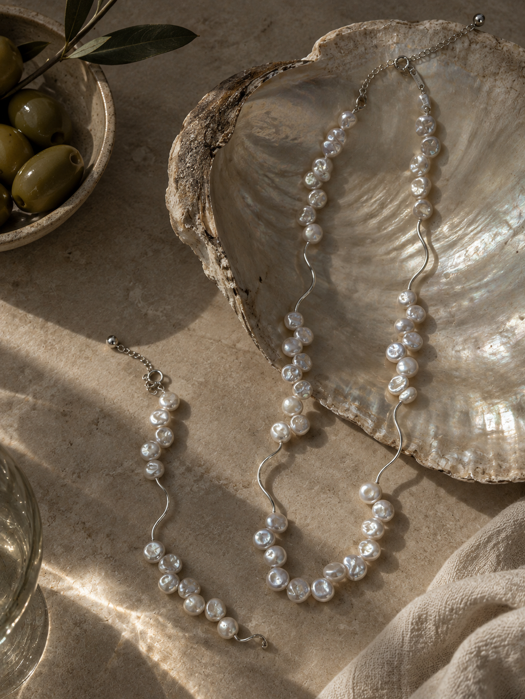 Natural Pearl Necklace & Bracelet Set | PARIS by LAFUNNYBONE