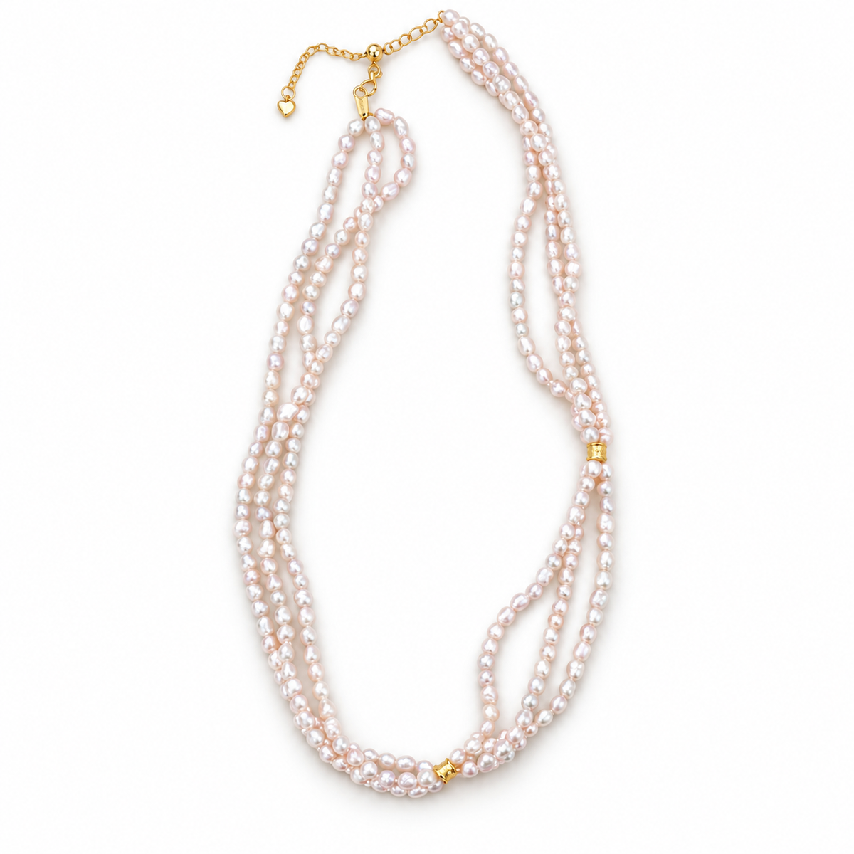 Triple-Strand Pink Baroque Pearl Necklace | MERLOT