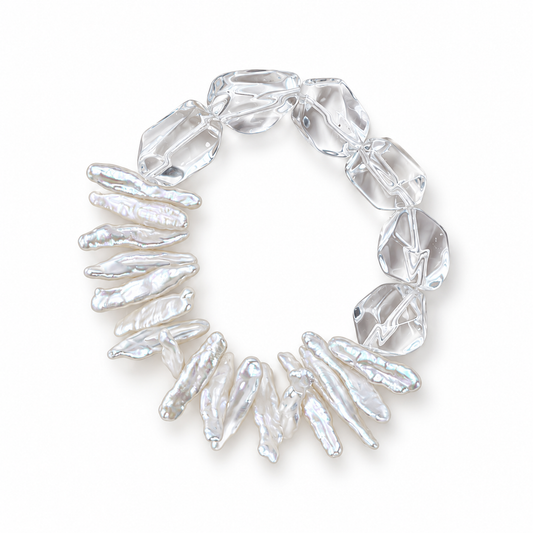 Baroque Pearl & Clear Quartz Bracelet | LUNA