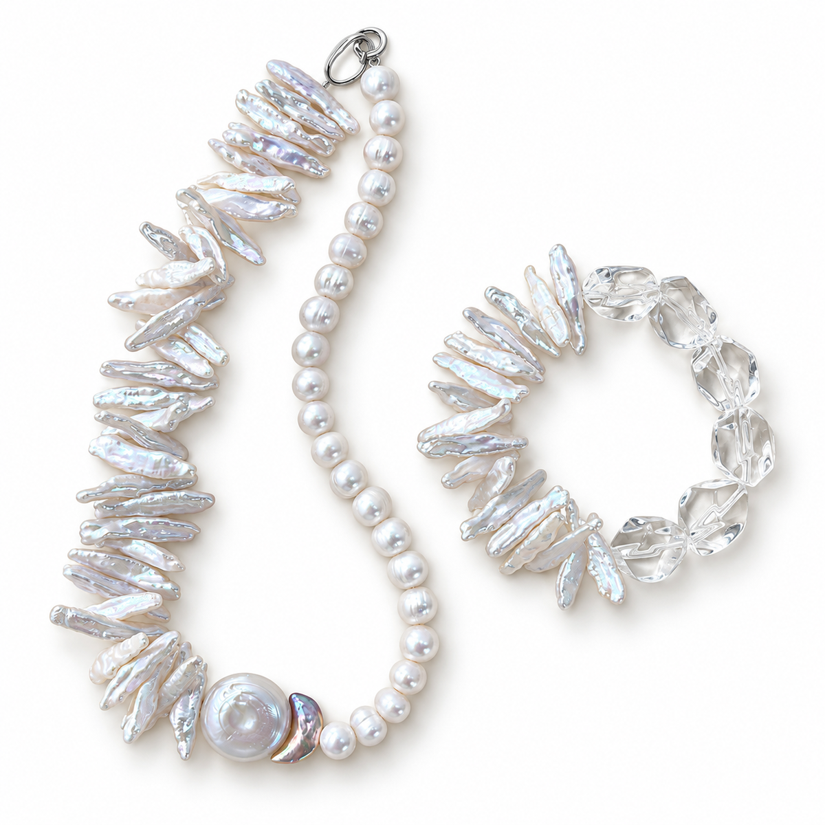 Baroque Pearl & Clear Quartz Bracelet | LUNA