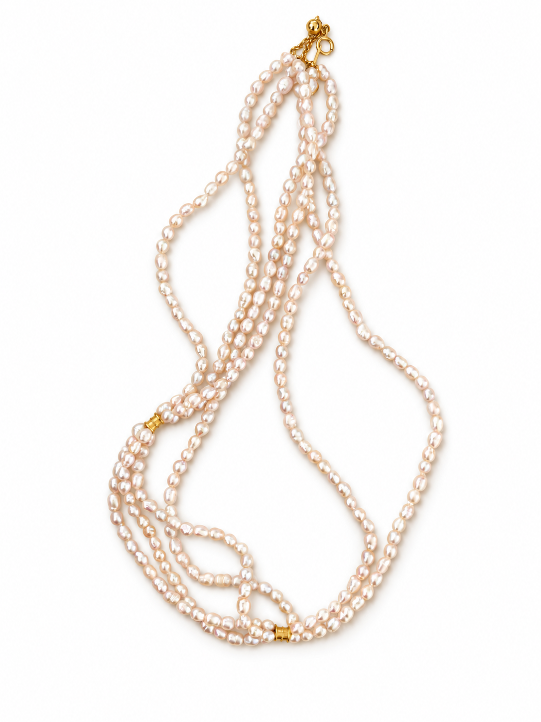 Triple-Strand Pink Baroque Pearl Necklace | MERLOT