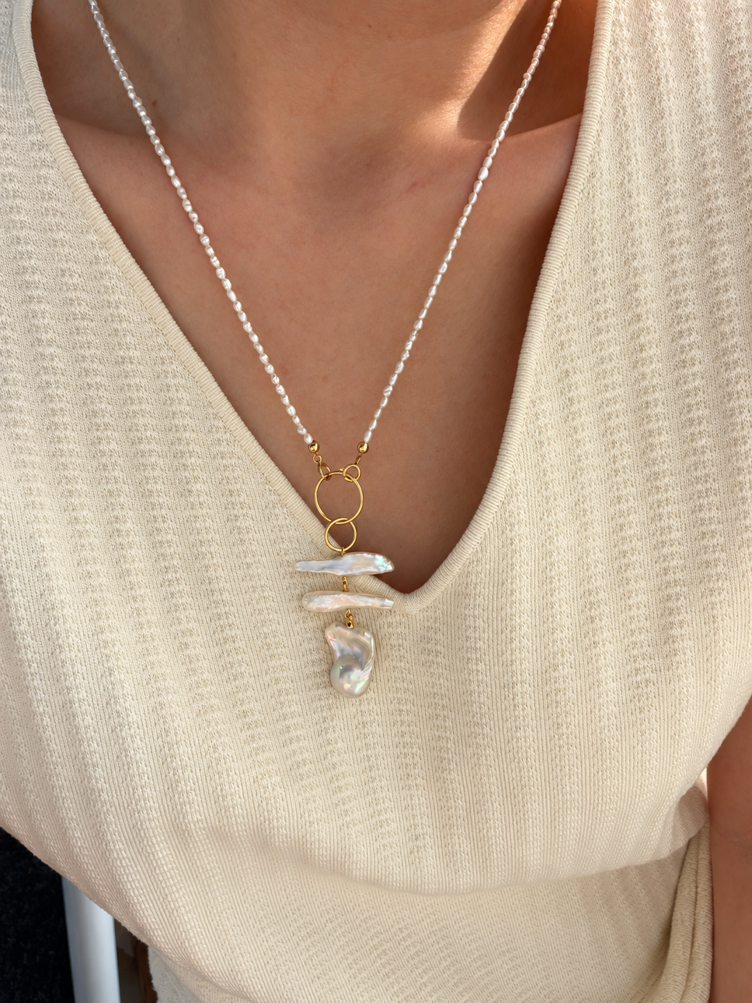 Pearl Necklace with Detachable Baroque Pendant | TIDELINE