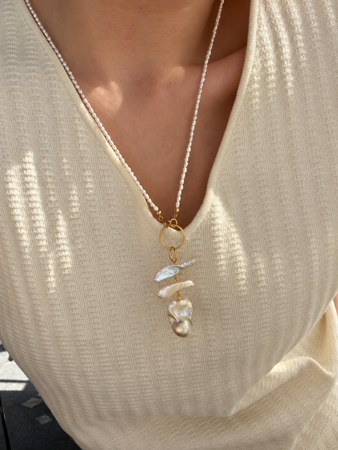 Pearl Necklace with Detachable Baroque Pendant | TIDELINE