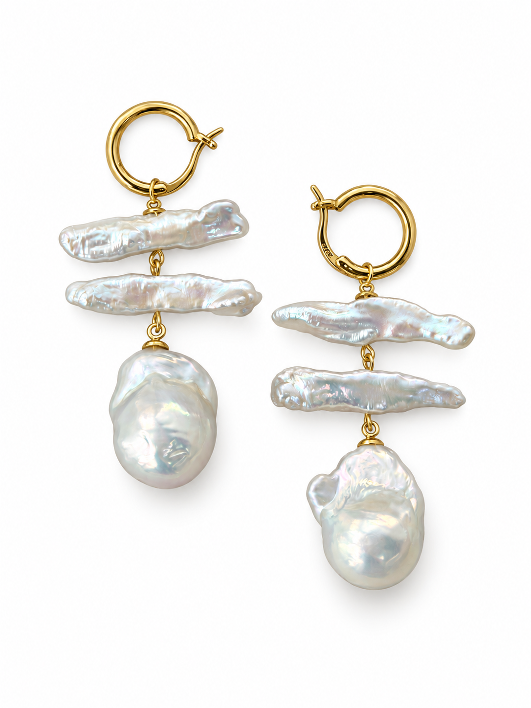 Baroque Pearl Drop Hoop Earrings | TIDELINE