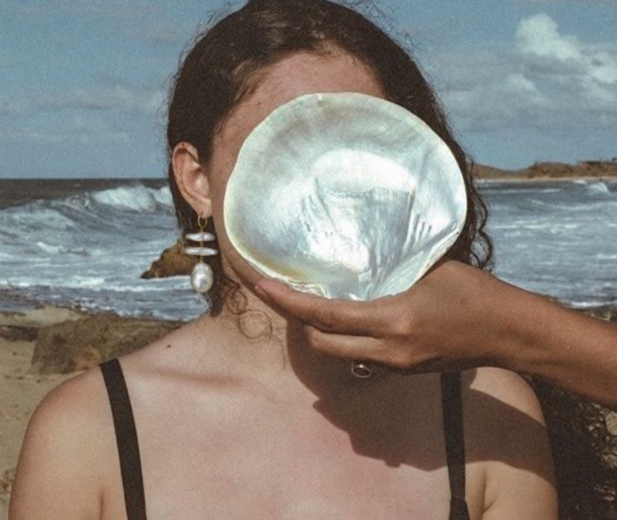 Baroque Pearl Drop Hoop Earrings | TIDELINE