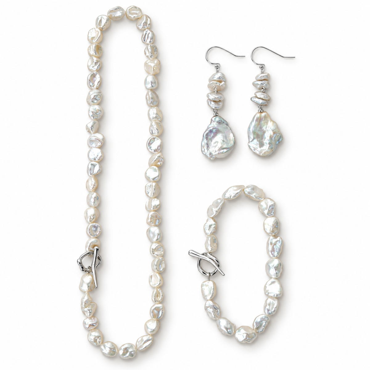 Baroque Pearl Drop Earrings in Sterling Silver | RIPPLE