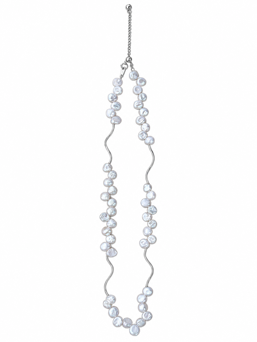 Natural Pearl 925 Silver Curve Necklace and Set | PARIS