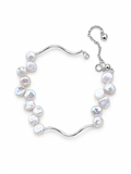 Natural Pearl 925 Silver Curve Bracelet and Set | PARIS