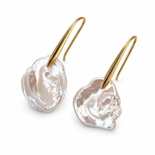 Baroque Pearl Drop Earrings in 18K Gold-Plated Sterling Silver | AYAKA