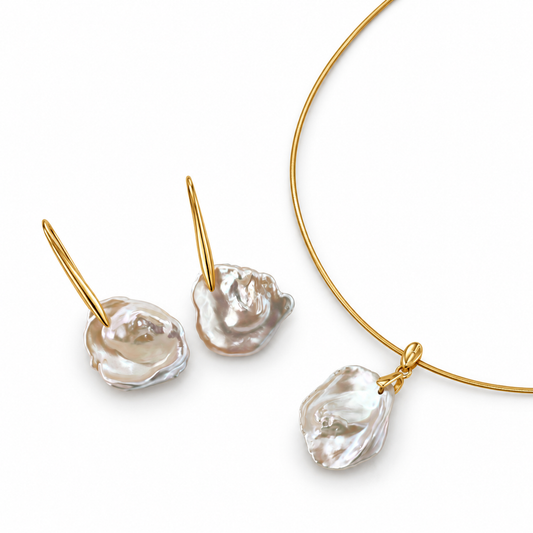 Baroque Pearl Drop Earrings in 18K Gold-Plated Sterling Silver | AYAKA
