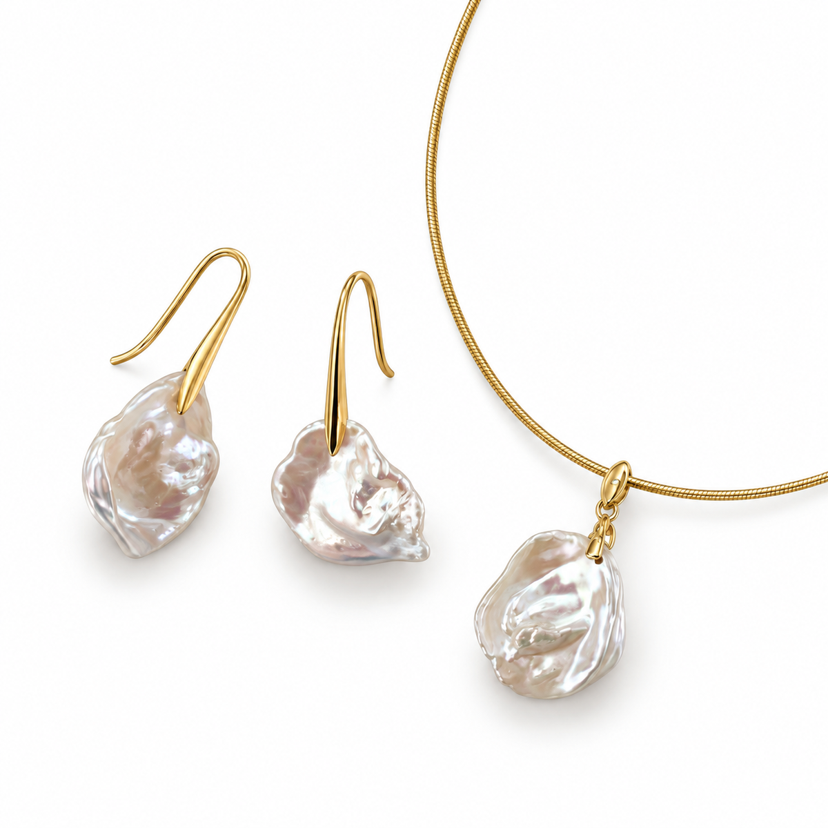 Baroque Pearl Drop Earrings in 18K Gold-Plated Sterling Silver | AYAKA