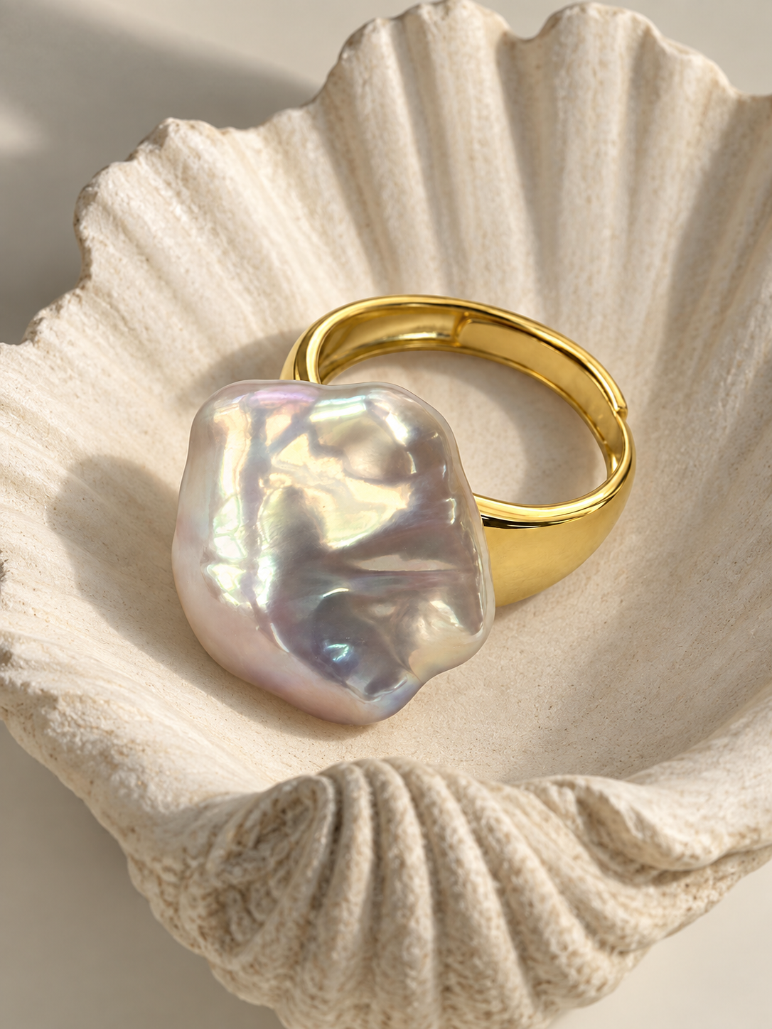 Conor Baroque Pearl Open Ring in 18K Gold-Plated Sterling Silver | KINKAKU