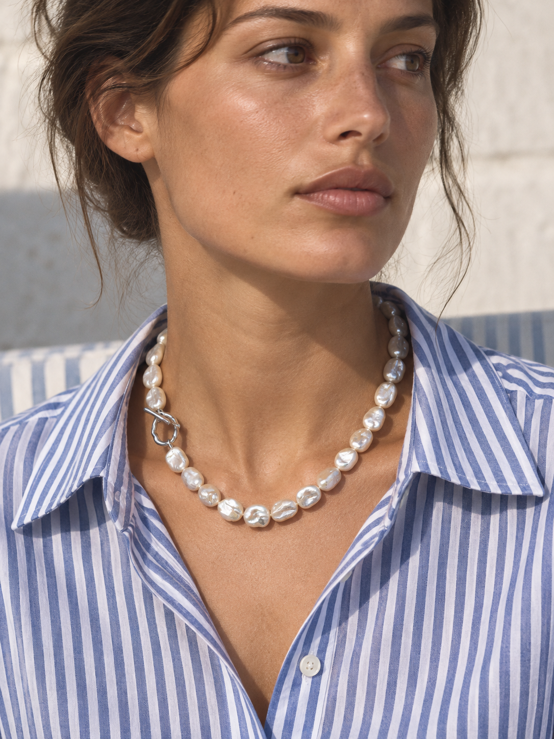 Baroque Pearl Toggle Necklace in Sterling Silver | RIPPLE