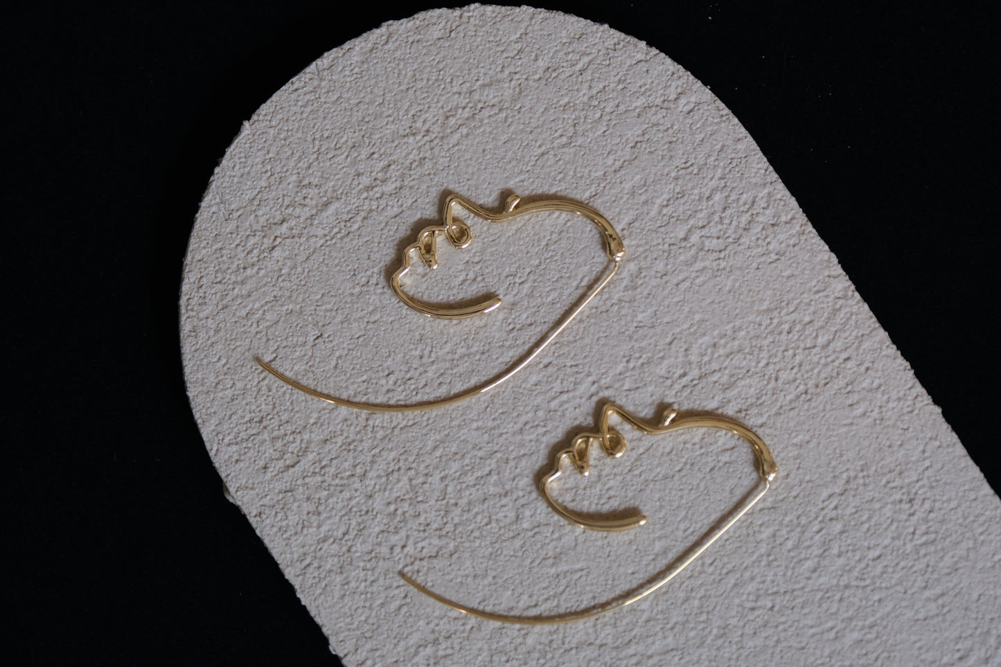 The DUOs 14K Human Face Abstract Earrings