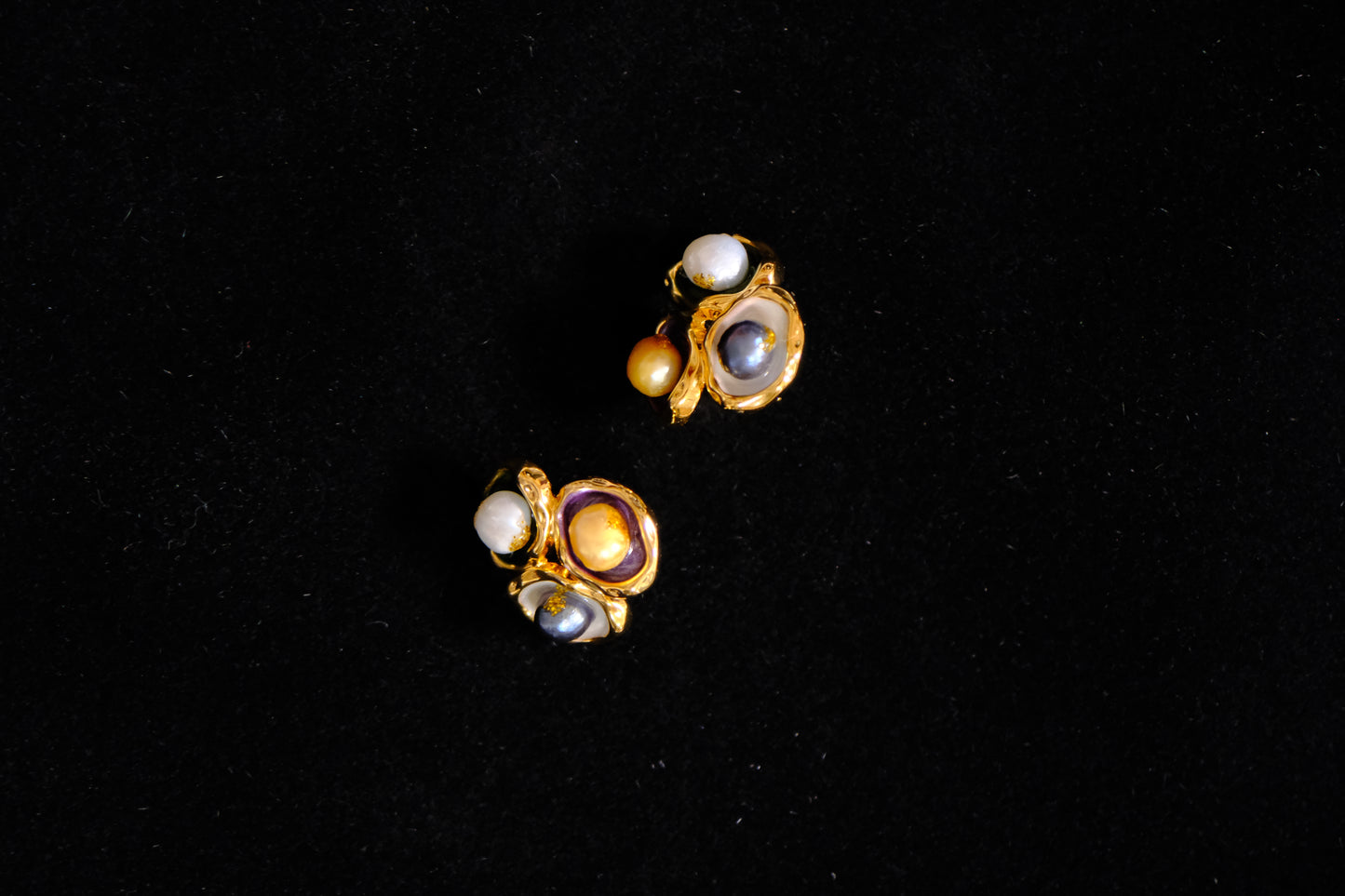 Tuscany GEMs Vintage Pearly Stone 18k Golden Earrings