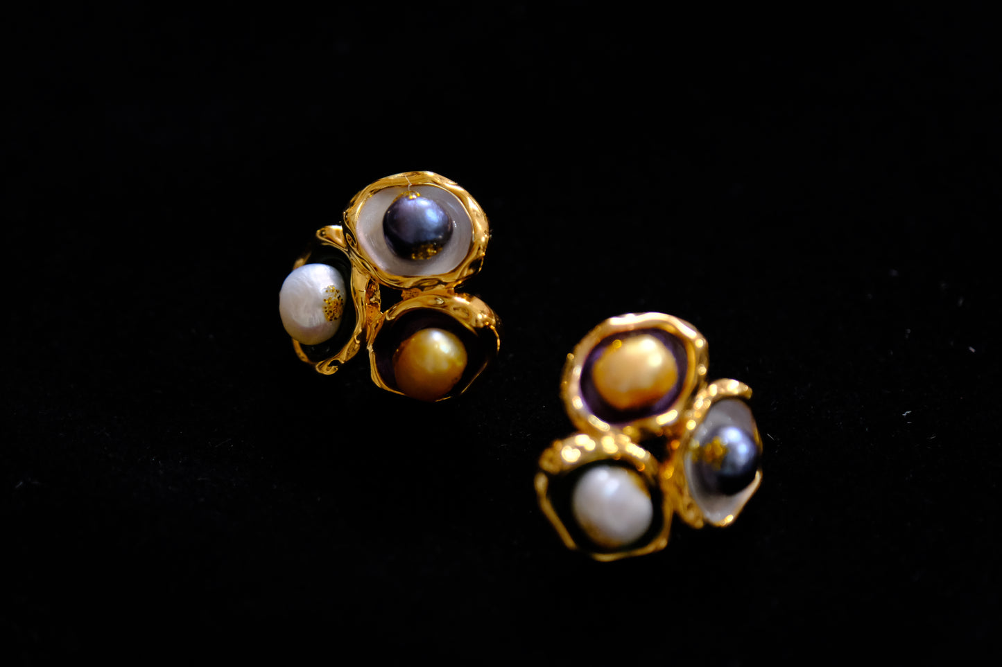 Tuscany GEMs Vintage Pearly Stone 18k Golden Earrings