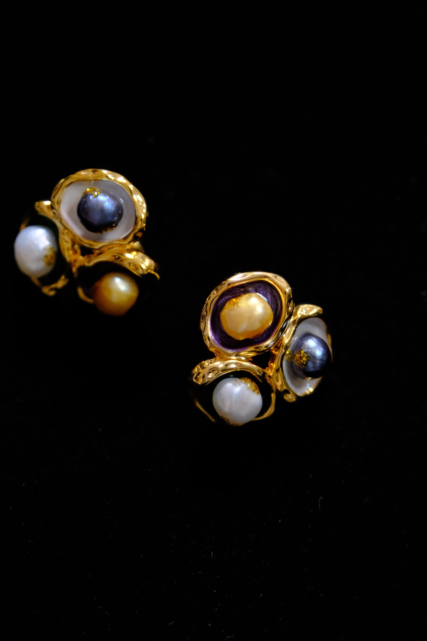 Tuscany GEMs Vintage Pearly Stone 18k Golden Earrings