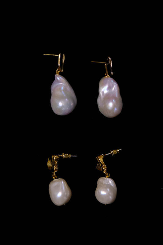 TRINITY 2 Sizes Classic Large 14-18 mm Baroque Pearly Earrings