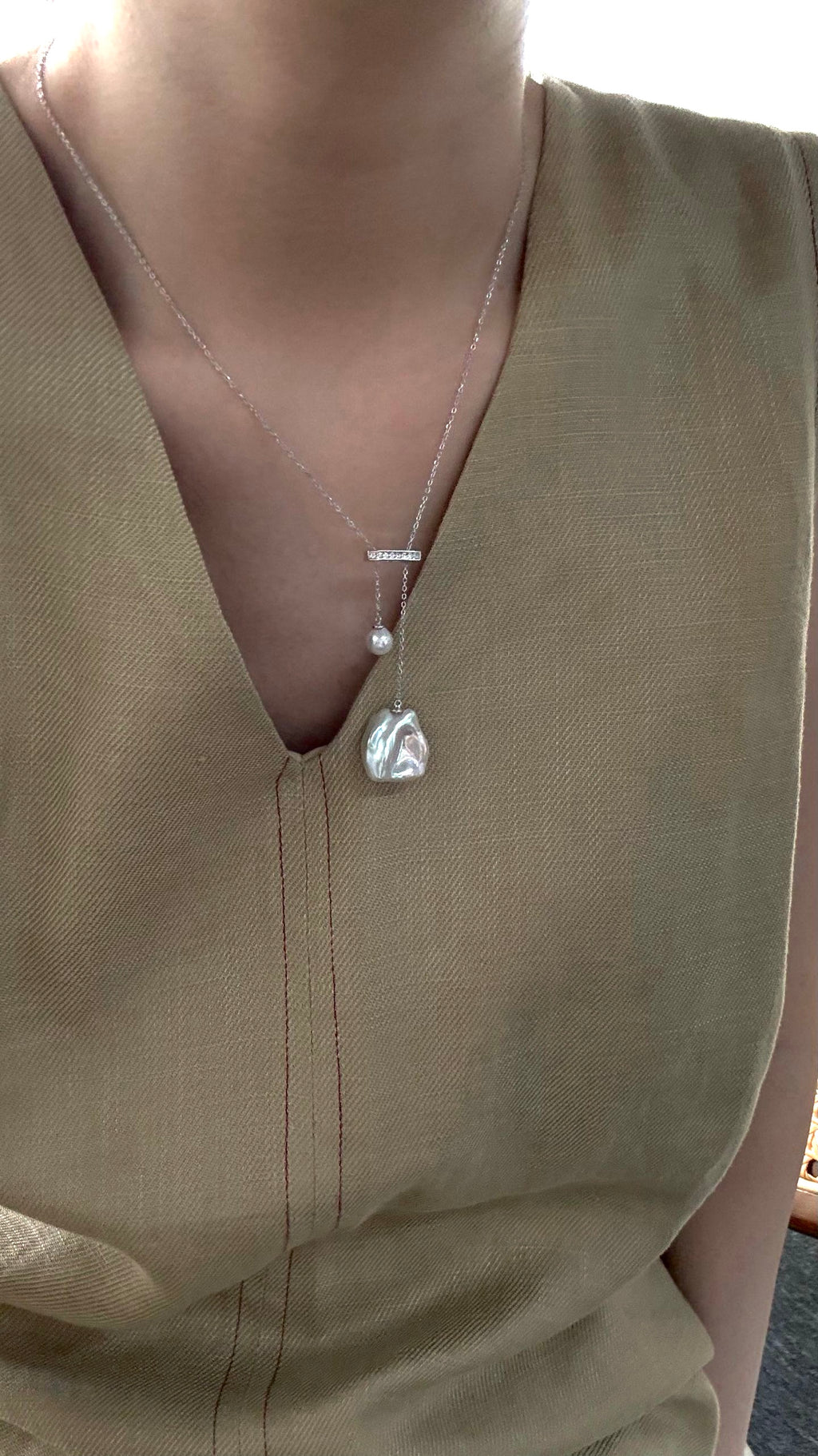 Natural Pearl Drop Necklace in 925 Sterling Silver | TOKYO by LAFUNNYBONE