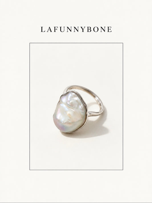 Adjustable Baroque Pearl Ring in 925 Sterling Silver | OYSTER