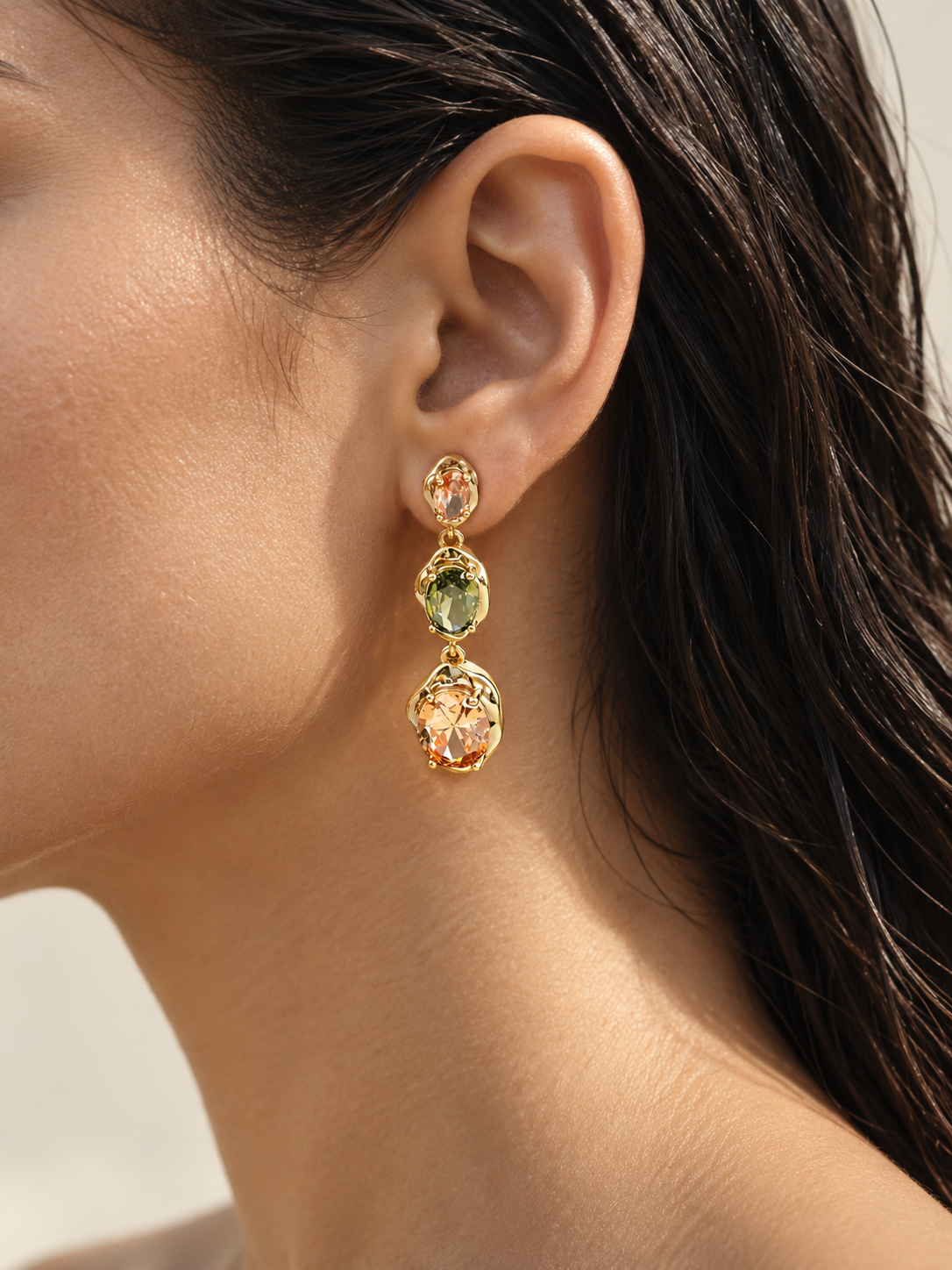 JARDIN SOLAIRE — Olive Green & Rose Pink Two-Stone Ring