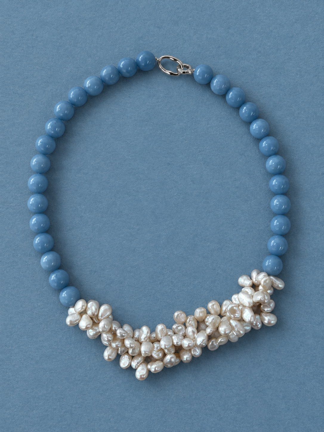 Baroque Pearl & Blue Angelite Bracelet | ANGELITE