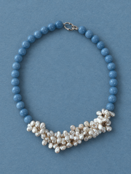 Baroque Pearl & Blue Angelite Necklace | ANGELITE