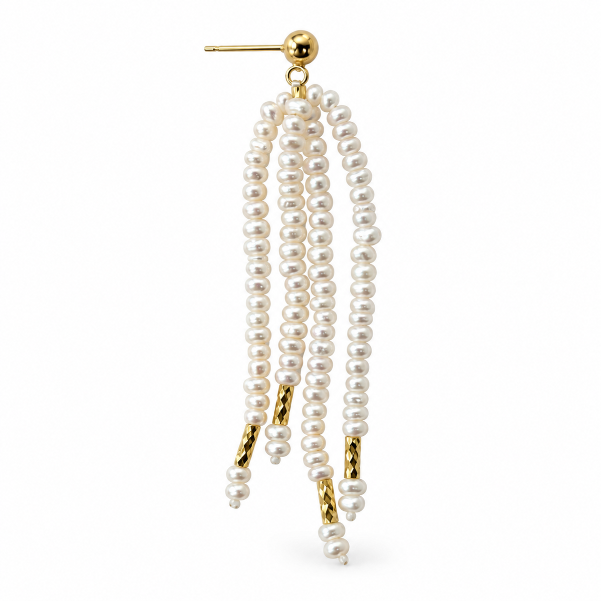 Freshwater Pearl Tassel Earrings in 18K Gold｜SHIRO NODA