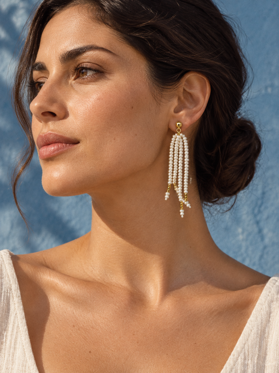 Freshwater Pearl Tassel Earrings in 18K Gold｜SHIRO NODA